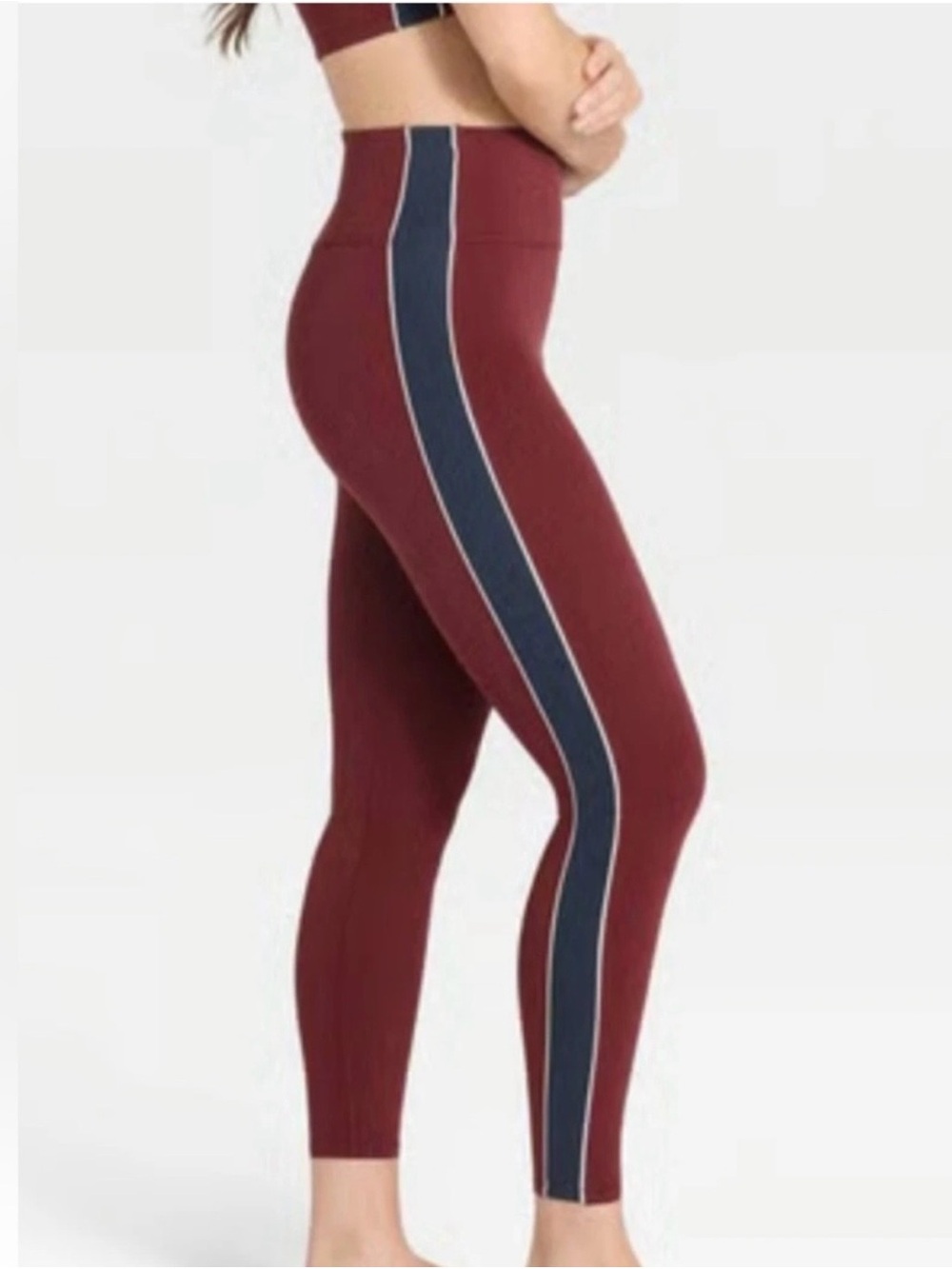 Target Burgundy Leggings with Navy Side Stripe